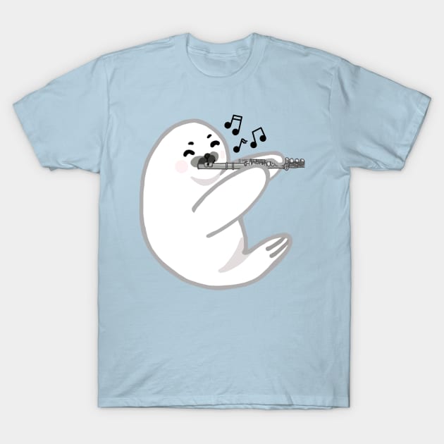 Flute Harp Seal T-Shirt by Artstuffs121